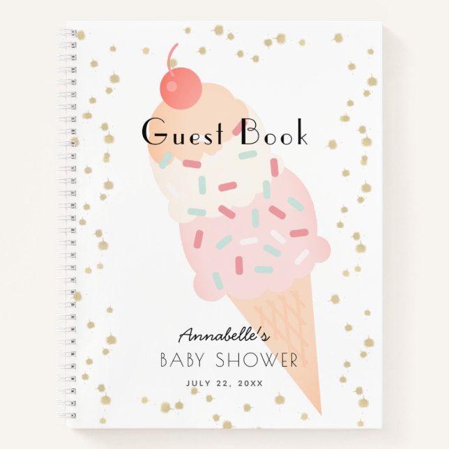 Cuaderno Ice Cream Pink Baby Shower Guest Book (Anverso)