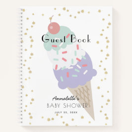 Cuaderno Ice Cream Purple Baby Shower Guest Book