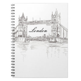 Cuaderno Icónico Puente de la Torre de Londres Dibujo en bl