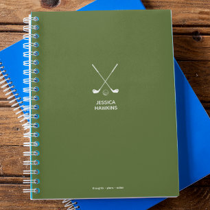 Cuaderno Icono de los clubes de color verde oliva cruzados