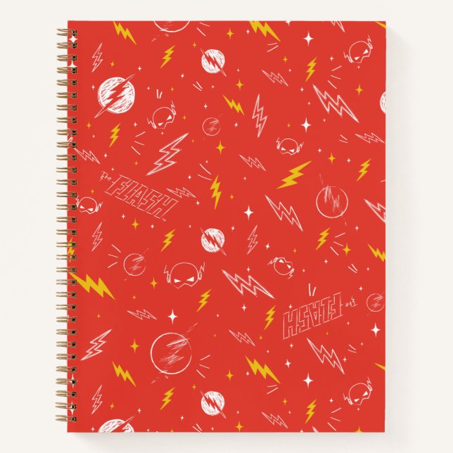 Cuaderno Icono de relámpago de Flash y patrón de garabatos (Anverso)