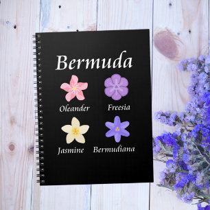 Cuaderno Iconos de flores de Bermudas con nombre de color