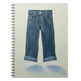 Cuaderno Iconos de Índigo Pintados Arte de Mezclilla Denimh