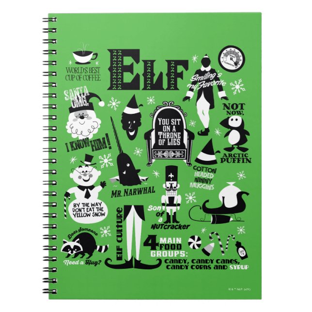 Cuaderno Iconos Elf y citas de películas (Frente)