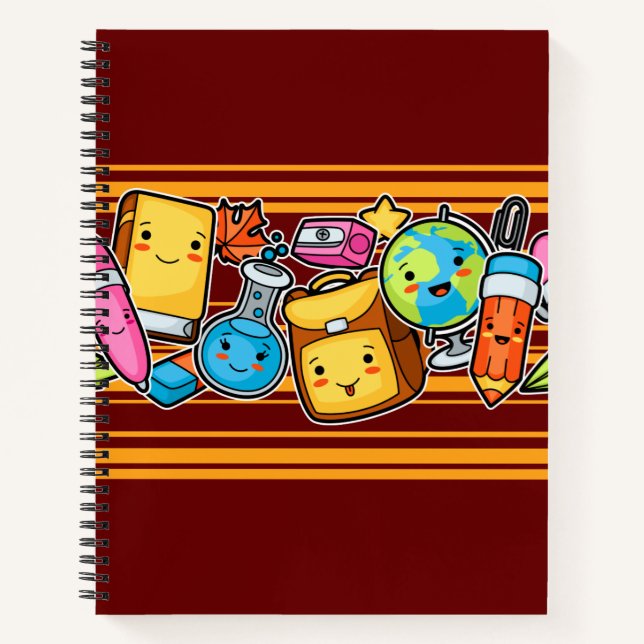 Cuaderno Iconos escolares personalizados (Anverso)