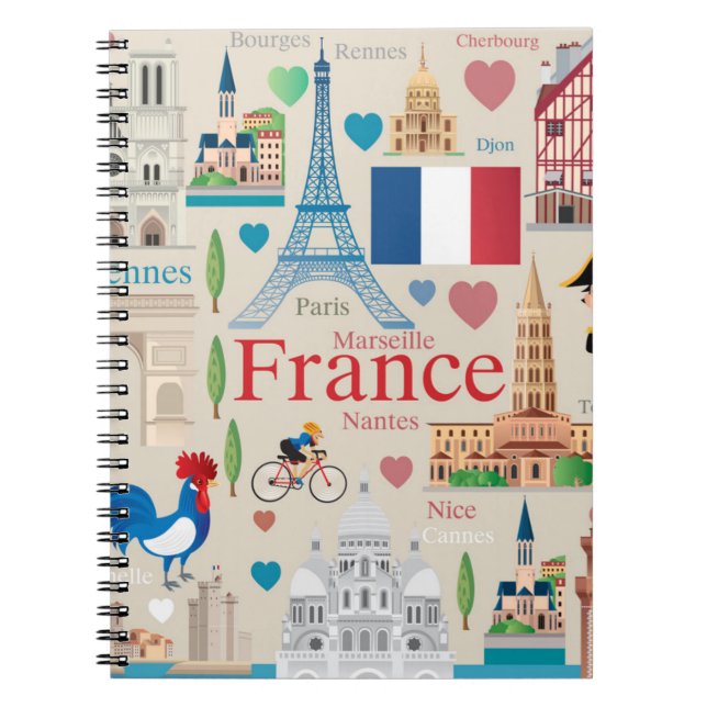 Cuaderno Iconos lindos de Francia (Frente)