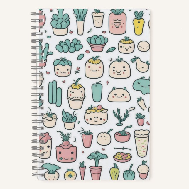 Cuaderno Iconos vegetales de kawaii (Anverso)