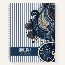 Cuaderno Idea Boho Retro Paisley Blue Stripes