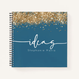 Cuaderno Idea del personalizado del purpurina del oro azul
