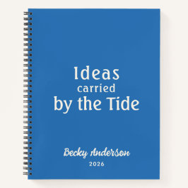 Cuaderno Ideas by the Tide, Beach Notes, Blue Custom Name