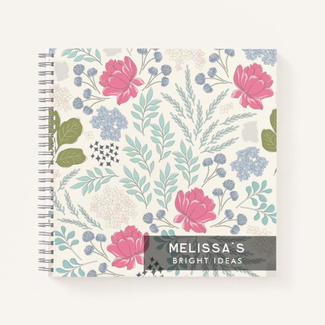 Cuaderno Ideas de diversión con flor floral personalizada (Anverso)