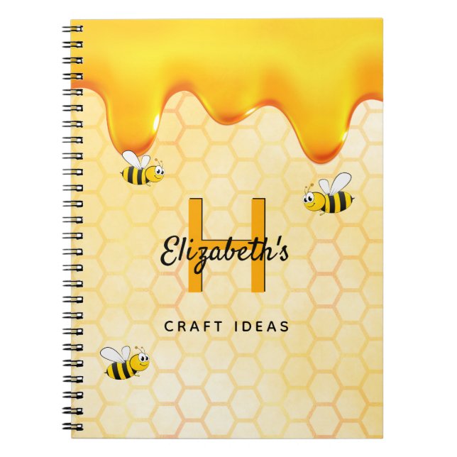 Cuaderno Ideas de manualidades con miel que gotea de abejas (Frente)