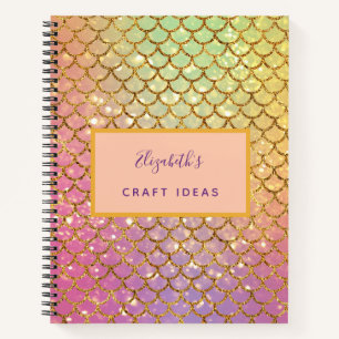 Cuaderno Ideas de manualidades escamas de sirena rosa dorad