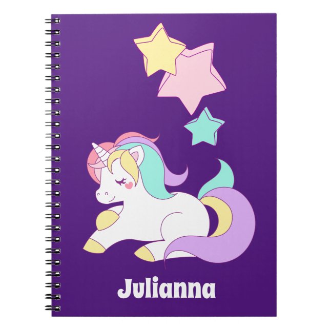 Cuaderno Ideas de regalo de unicornio morado de bonito, uni (Frente)