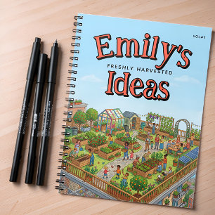 Cuaderno Ideas recién cosechadas de jardín en azotea urbana