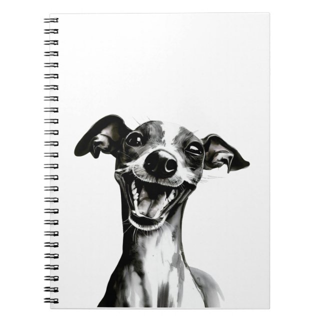 Cuaderno Iggy negro y blanco | Grasa de Greyhound italiano (Frente)