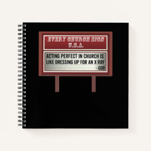 Cuaderno Iglesia Billboard Rótulos Chiste cristiano en acci