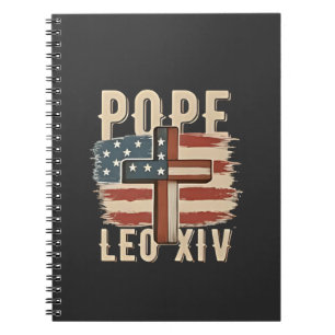 Cuaderno Iglesia Cristiana Papa León XIV Bandera de EE. UU.