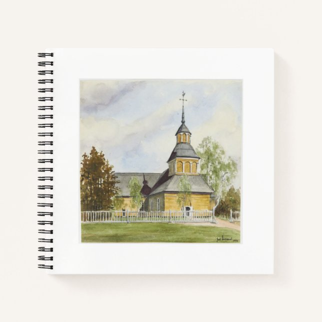 Cuaderno Iglesia de acuarela de época de Finlandia (Anverso)