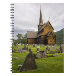 Cuaderno Iglesia del bastón con el cementerio en Noruega