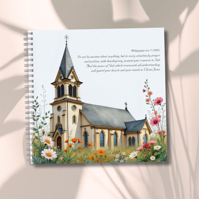 Cuaderno Iglesia inspiradora de la Biblia Verse del Agua (Inspirational Bible Verse Watercolor Church Notebook)