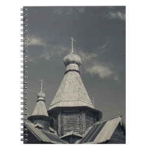 Cuaderno Iglesia ortodoxa rusa tradicional de madera