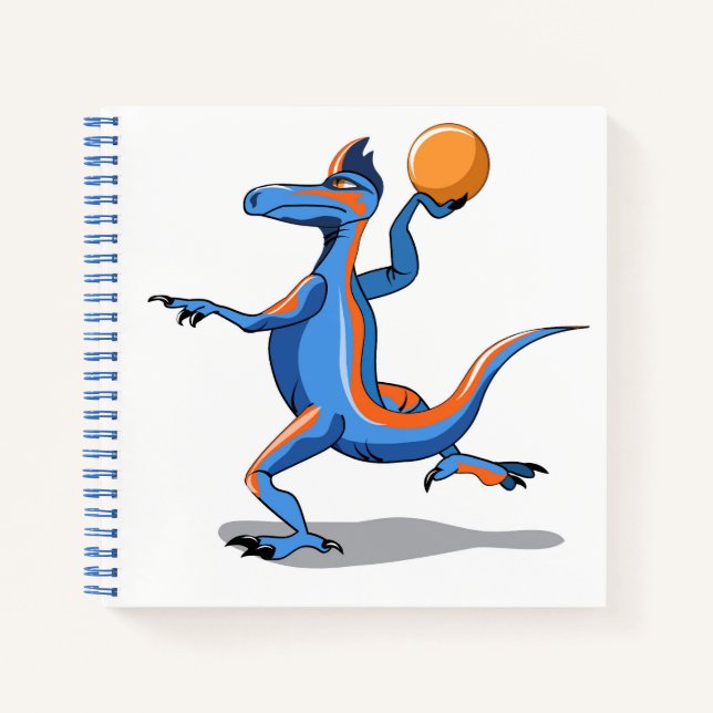 Cuaderno Iguanodon Personalizado jugando básquetbol. (Anverso)