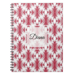 Cuaderno ikat blanco rojo geométrico de estilo étnico