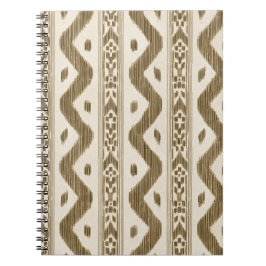 Cuaderno Ikat marrón, fina franja tejida sobre crema