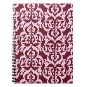 Cuaderno Ikat Moorish Damask - Borgoña y rosa