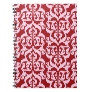 Cuaderno Ikat Moorish Damask - rojo oscuro y rosa