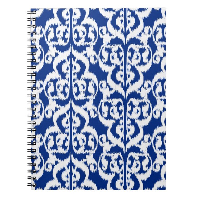 Cuaderno Ikat Morish Damask - azul cobalto y blanco (Frente)