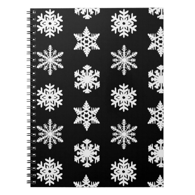 Cuaderno Ikat Snowflakes - Blanco y negro (Frente)