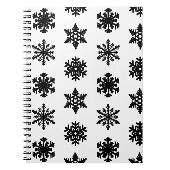 Cuaderno Ikat Snowflakes - Blanco y negro (Frente)