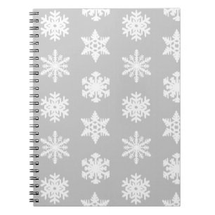 Cuaderno Ikat Snowflakes - gris plateado y blanco