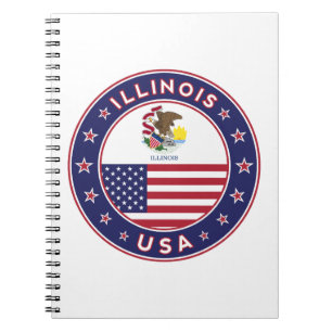 Cuaderno Illinois, camiseta de Illinois, pegatina de Illino