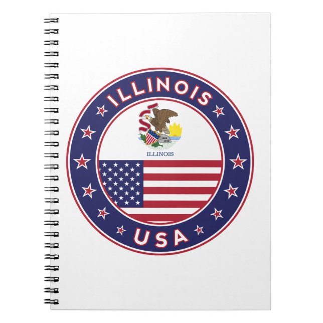 Cuaderno Illinois, camiseta de Illinois, pegatina de Illino (Frente)