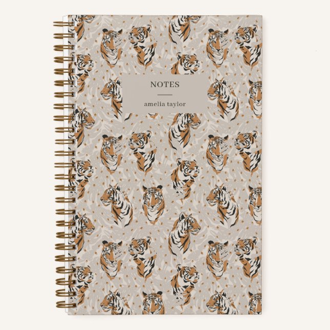 Cuaderno Illustrated Tiger Pattern Personalized Name Notes (Anverso)