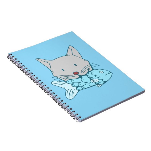 Cuaderno Illustration of a cat eating fish.  (Lado Derecho)
