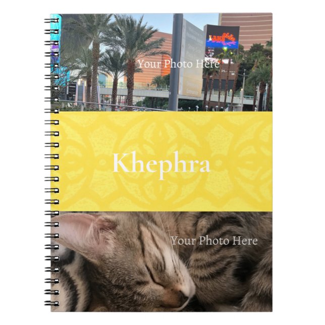 Cuaderno Iluminación del nombre y Collage de fotos de batik (Frente)