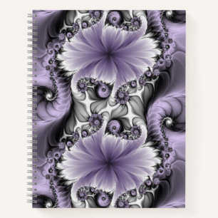 Cuaderno Ilusión de Lila Arte Floral Abstracto Fractal Fant