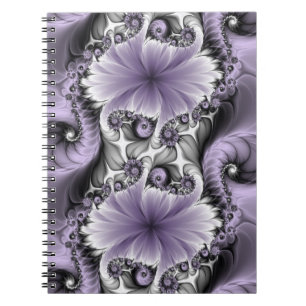 Cuaderno Ilusión de Lila Arte Floral Abstracto Fractal Fant