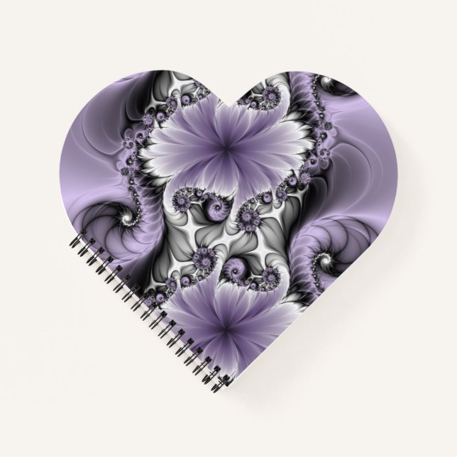 Cuaderno Ilusión Lilac Resumen Arte Fractal Floral Fantasía (Anverso)