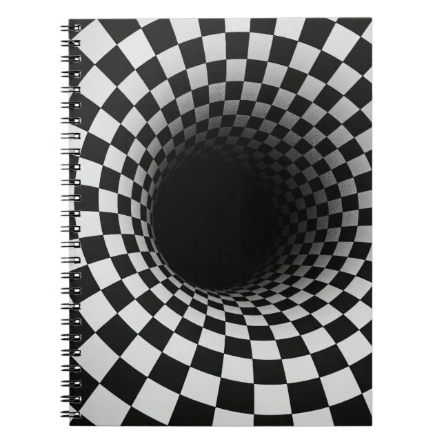 Cuaderno Ilusión óptica de túnel en blanco y negro (Frente)