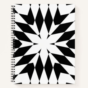 Cuaderno Ilusión óptica geométrica moderna en blanco y negr