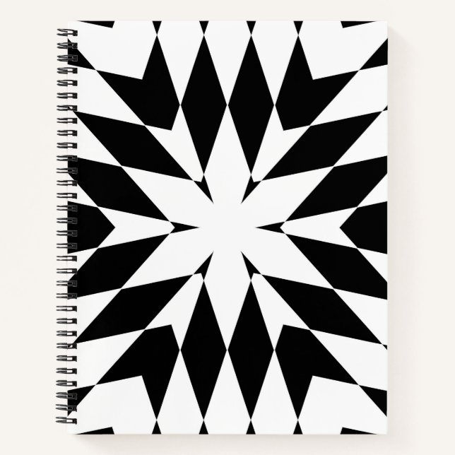 Cuaderno Ilusión óptica geométrica moderna en blanco y negr (Anverso)