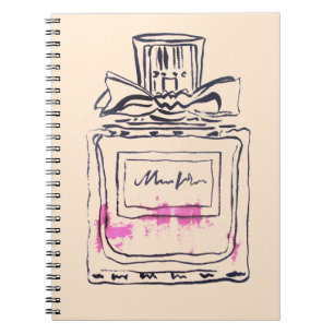 Cuaderno Ilustracion acuarela de moda de botella Perfume