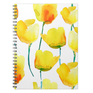 Cuaderno Ilustracion acuarela de tulipanes. Mano sin costur
