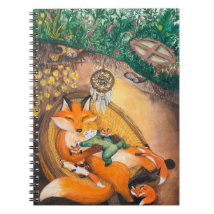 Cuaderno ilustracion acuarela de un zorro de papá burrow en