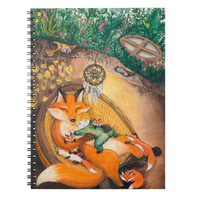 Cuaderno ilustracion acuarela de un zorro de papá burrow en (Frente)